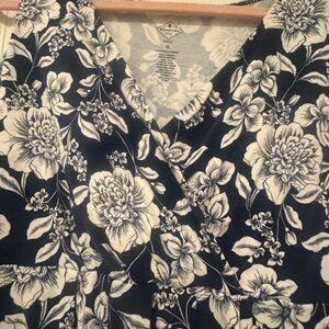 St. John's Bay Navy and White Floral Dress